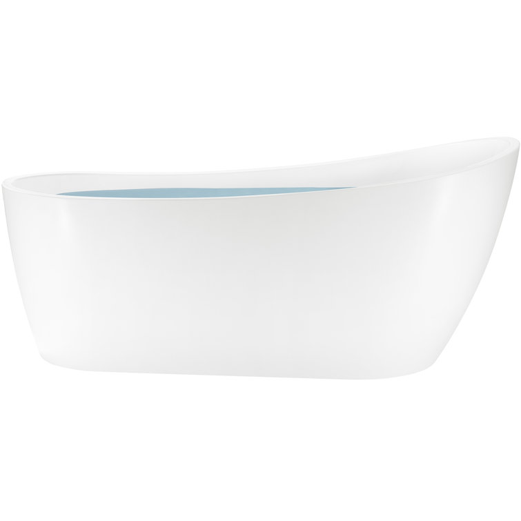 67" White Acrylic Freestanding Soaking Bathtub