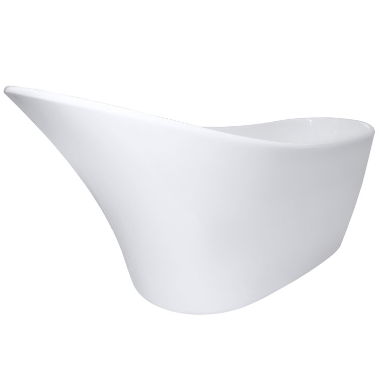 Glossy White Acrylic Freestanding Oval Soaking Bathtub