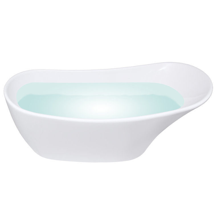Glossy White Acrylic Freestanding Oval Soaking Bathtub