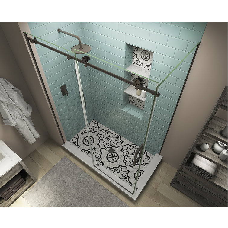 Coraline XL Frameless Clear Glass Bronze Sliding Shower Enclosure