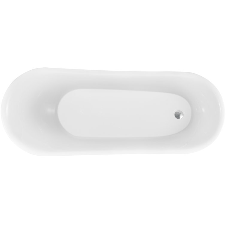 69" Black Acrylic Clawfoot Soaking Bathtub with Silver Feet