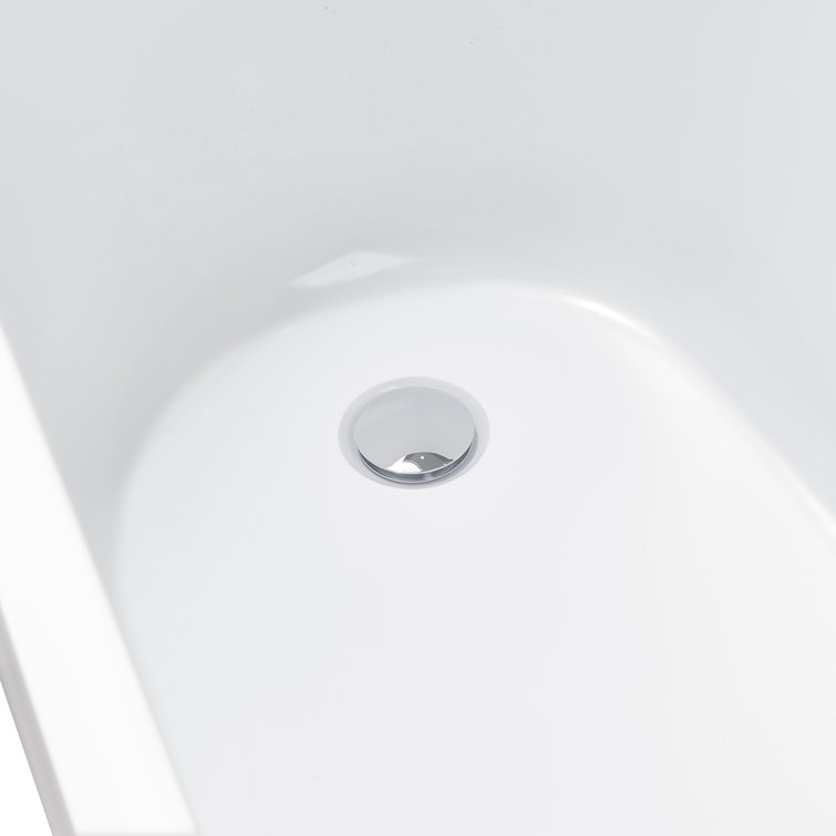 Glossy White Acrylic Freestanding Oval Soaking Bathtub