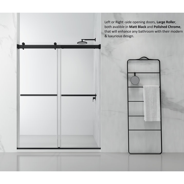 Spezia Matte Black Frameless Double Sliding Shower Door