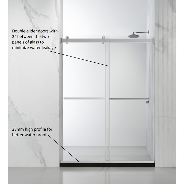 Matte Black 48'' x 76'' Frameless Sliding Shower Door
