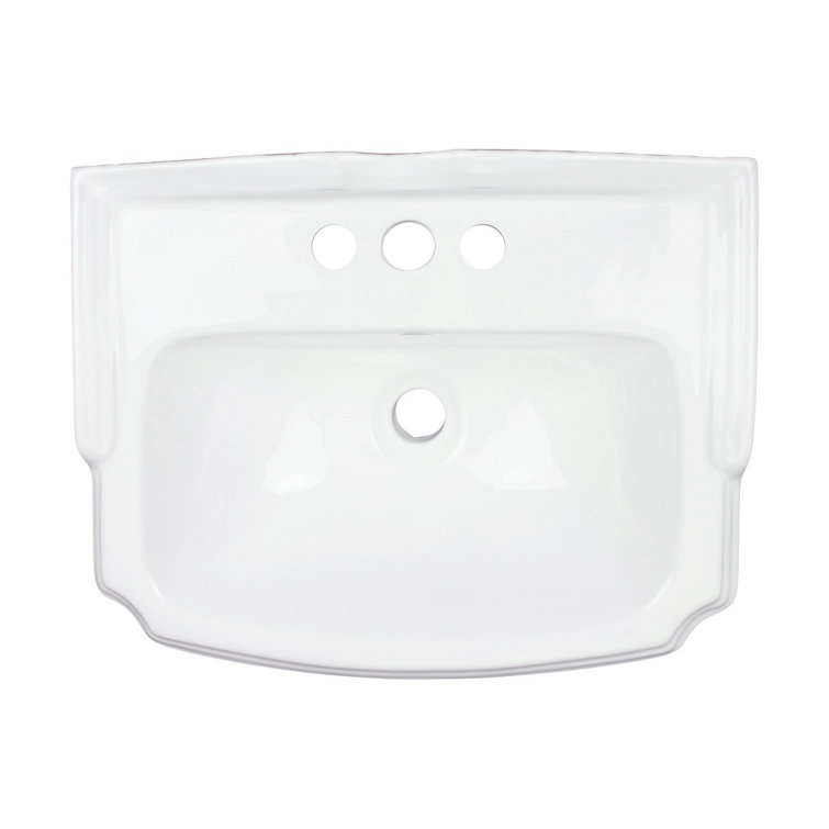 White Ceramic Pedestal Bathroom Sink with Overflow