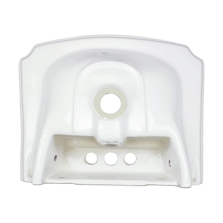 White Ceramic Pedestal Bathroom Sink with Overflow
