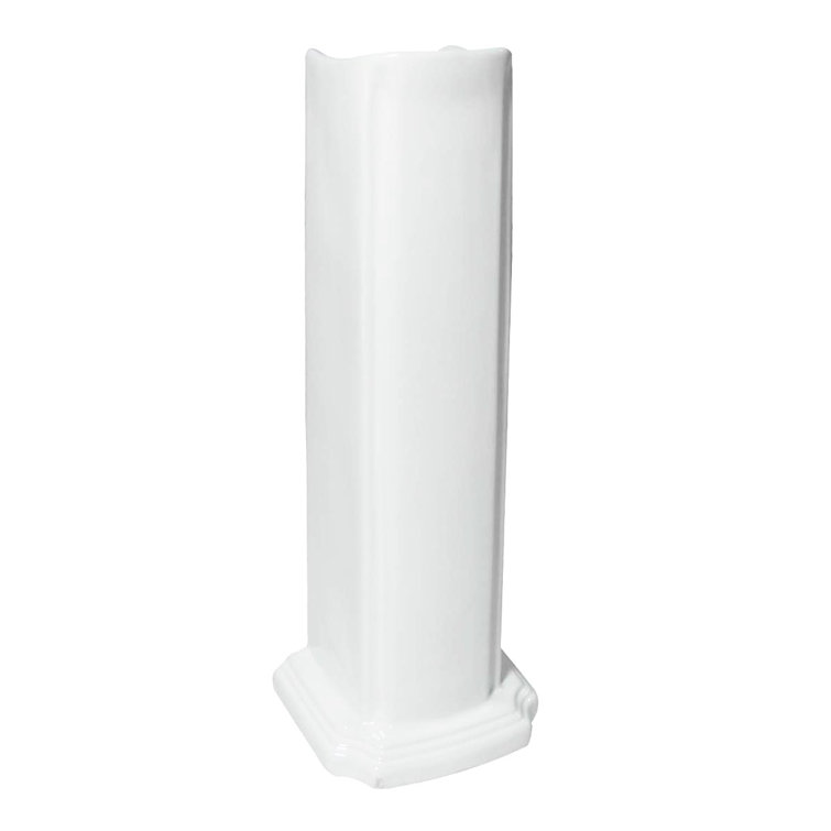 White Ceramic Pedestal Bathroom Sink with Overflow