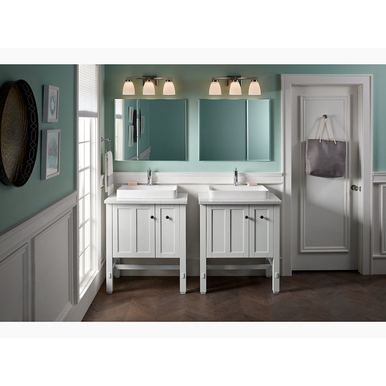 Sleek Frameless Aluminum Medicine Cabinet with Beveled Mirrored Doors