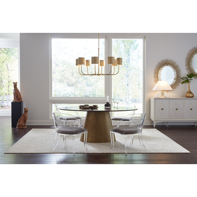Clear Acrylic Armchair with Brown Fabric Seat