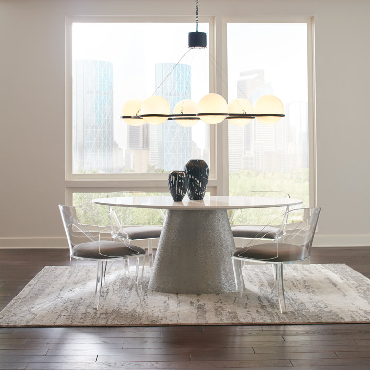 Clear Acrylic Armchair with Brown Fabric Seat