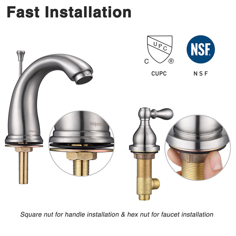 Brushed Nickel 3-Hole 2-Handle Bathroom Faucet with Drain Assembly