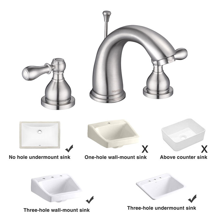 Brushed Nickel 3-Hole 2-Handle Bathroom Faucet with Drain Assembly