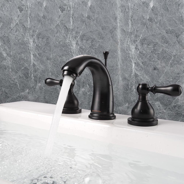 Oil Rubbed Bronze Widespread 2-Handle Bathroom Faucet with Drain Assembly
