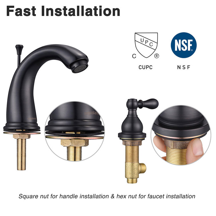 Oil Rubbed Bronze Widespread 2-Handle Bathroom Faucet with Drain Assembly