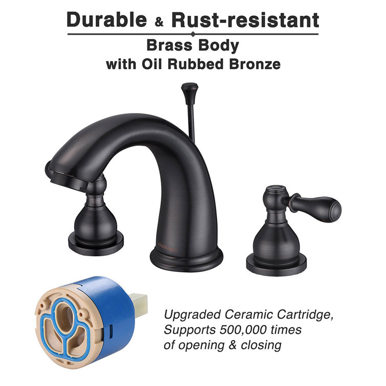 Oil Rubbed Bronze Widespread 2-Handle Bathroom Faucet with Drain Assembly