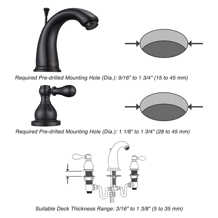 Oil Rubbed Bronze Widespread 2-Handle Bathroom Faucet with Drain Assembly