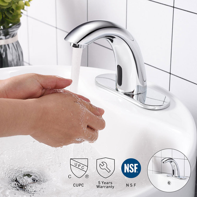 Chrome Touchless Single Hole Bathroom Faucet with Sensor