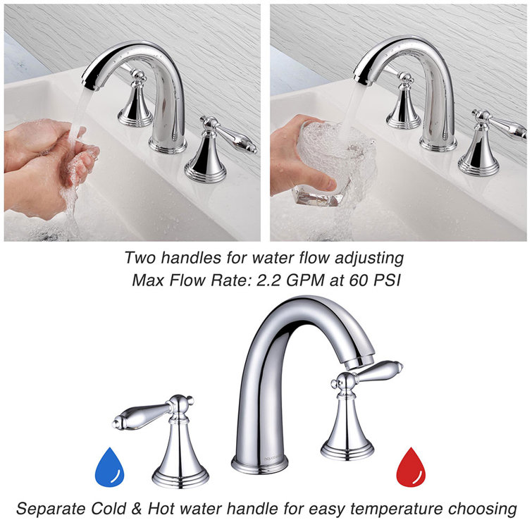 Chrome Vintage Style Widespread 2-Handle Bathroom Faucet