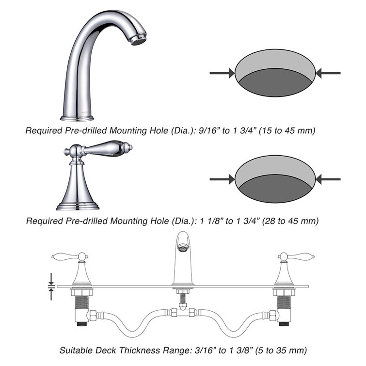 Chrome Vintage Style Widespread 2-Handle Bathroom Faucet