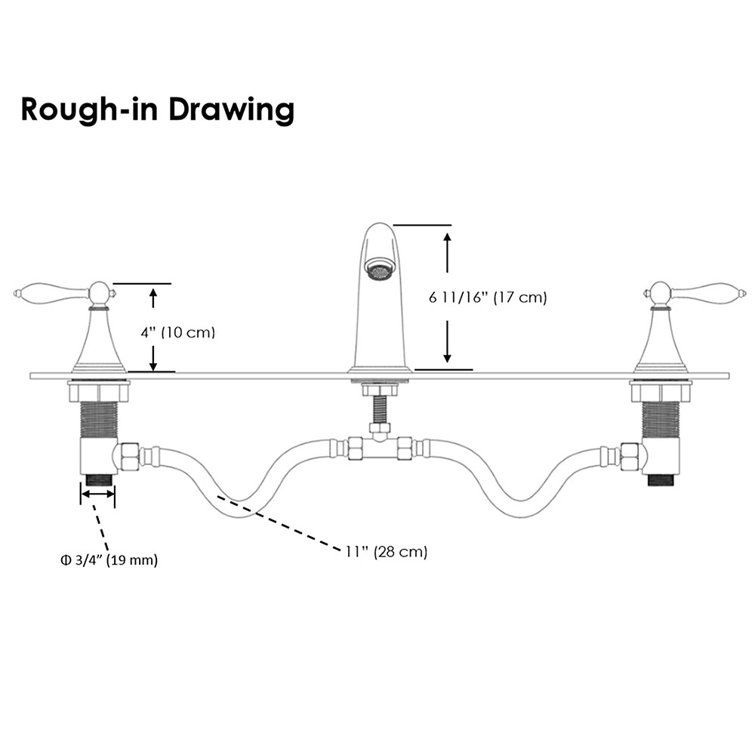 Chrome Vintage Style Widespread 2-Handle Bathroom Faucet