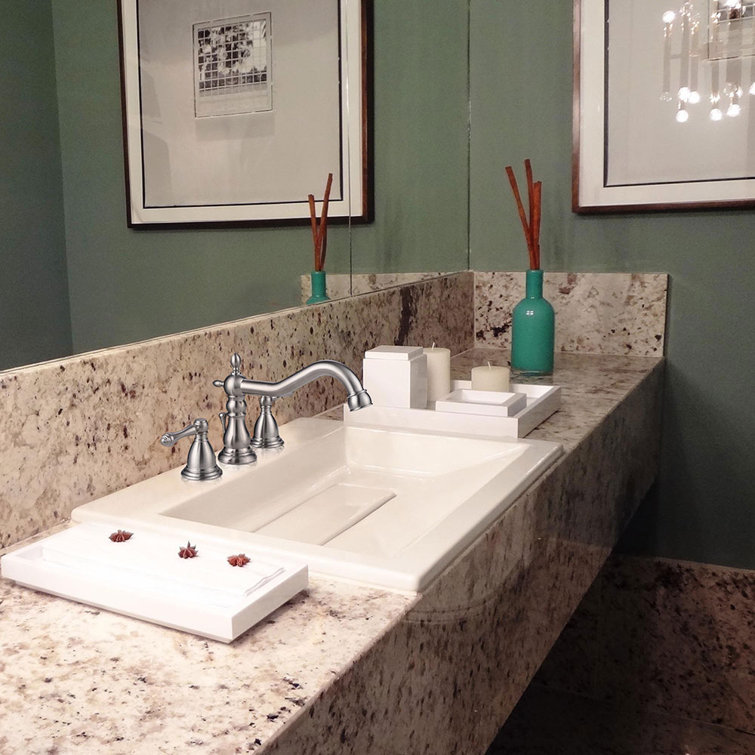 Brushed Nickel 3-Hole Widespread Bathroom Faucet with Drain Assembly