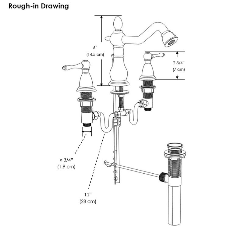 Brushed Nickel 3-Hole Widespread Bathroom Faucet with Drain Assembly