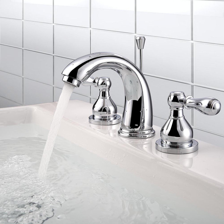 Chrome Brass 3-Hole Bathroom Faucet with Drain Assembly