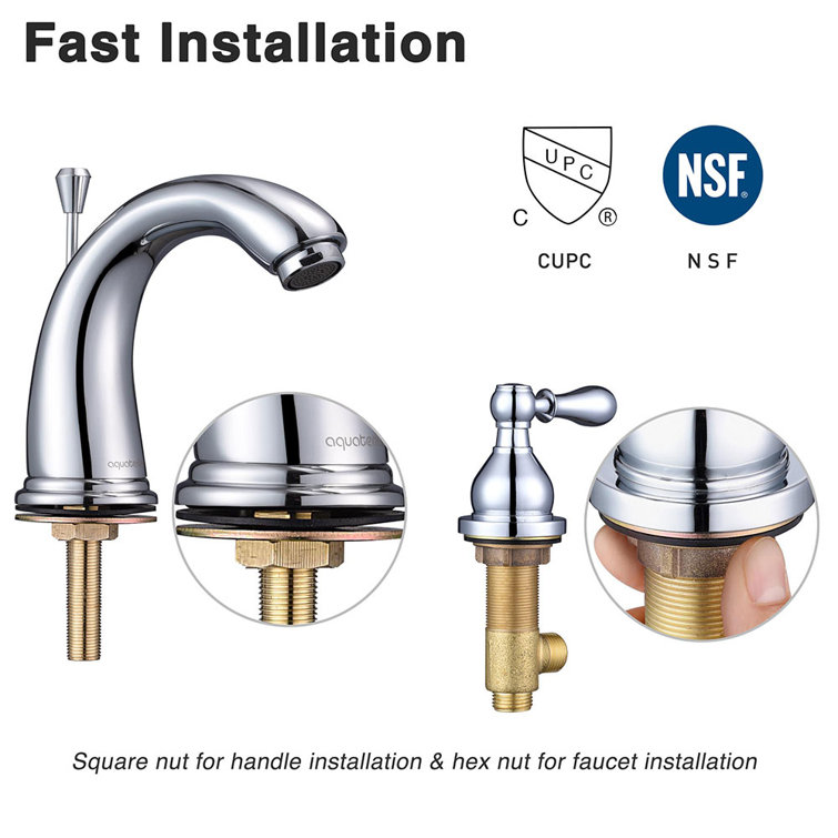 Chrome Brass 3-Hole Bathroom Faucet with Drain Assembly