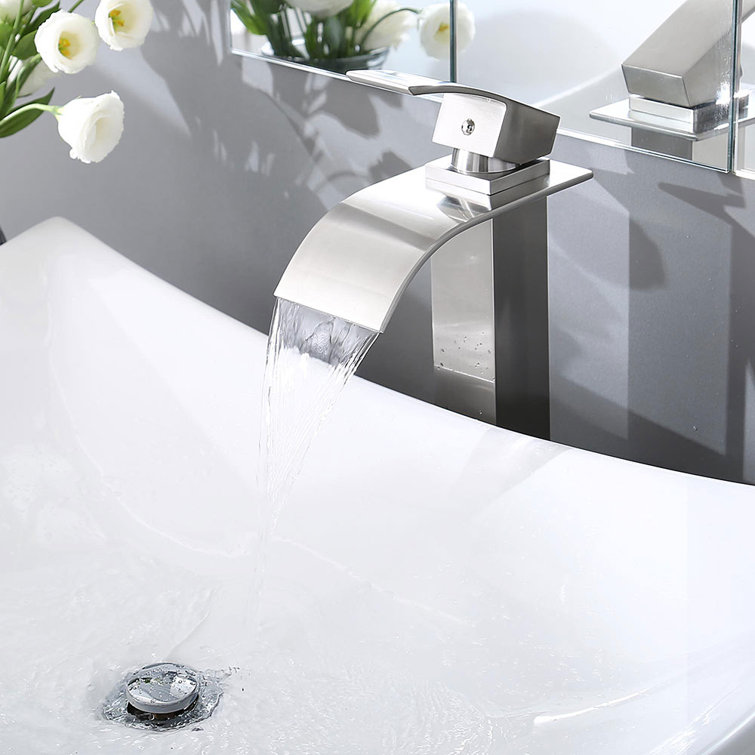 Brushed Nickel Single-Handle Bathroom Vessel Sink Faucet