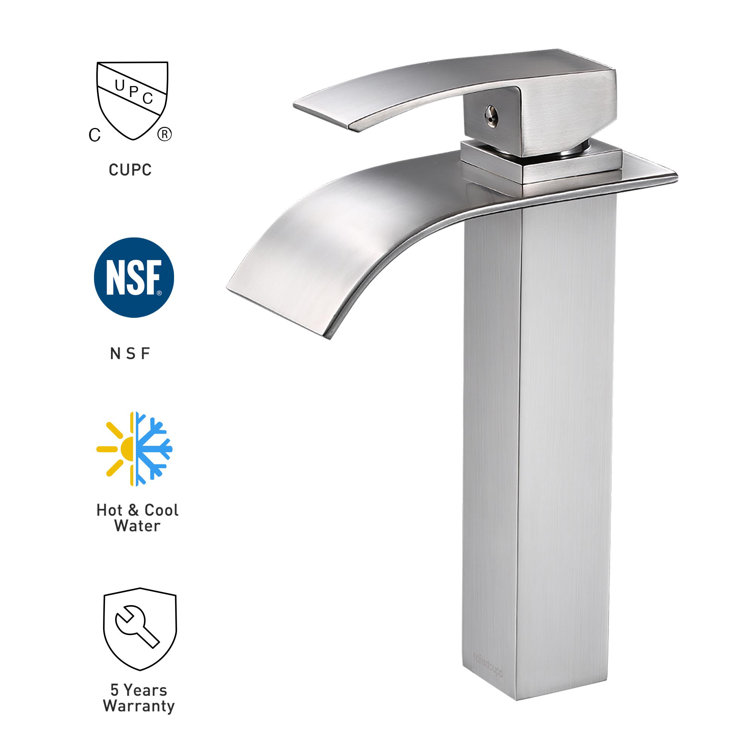 Brushed Nickel Single-Handle Bathroom Vessel Sink Faucet