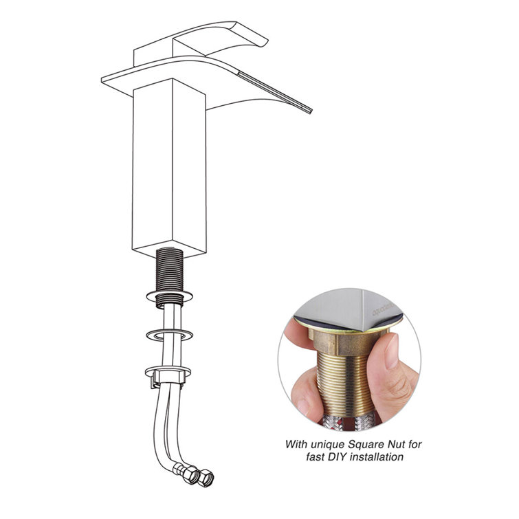 Brushed Nickel Single-Handle Bathroom Vessel Sink Faucet