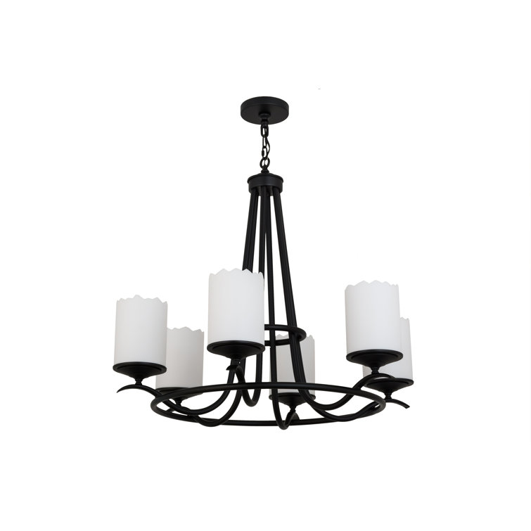 Blackwash and White Statuario Idalight 6-Light Chandelier