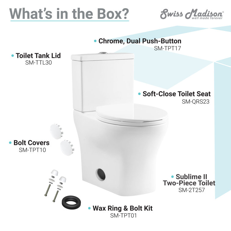 Glossy White Round Two-Piece Dual Flush Toilet