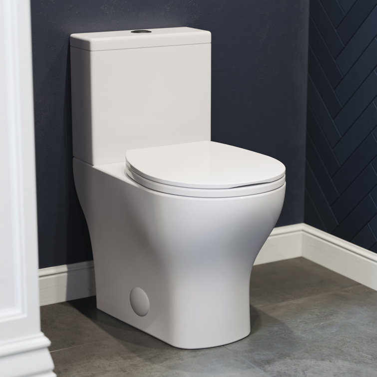 Glossy White Round Two-Piece Dual Flush Toilet