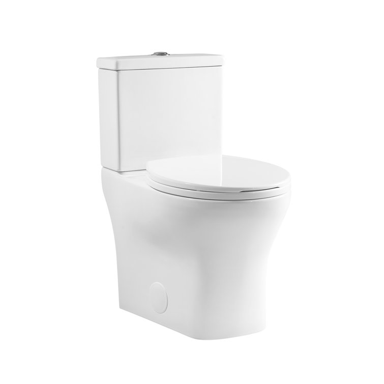 Glossy White Round Two-Piece Dual Flush Toilet