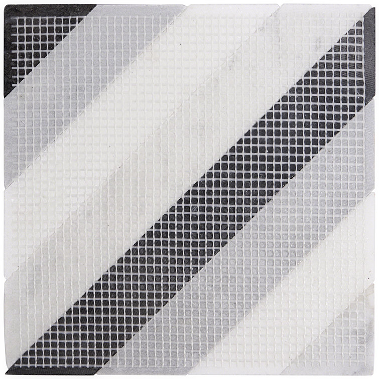 Chelsea 8" x 8" Black and Gray Marble Mosaic Tile