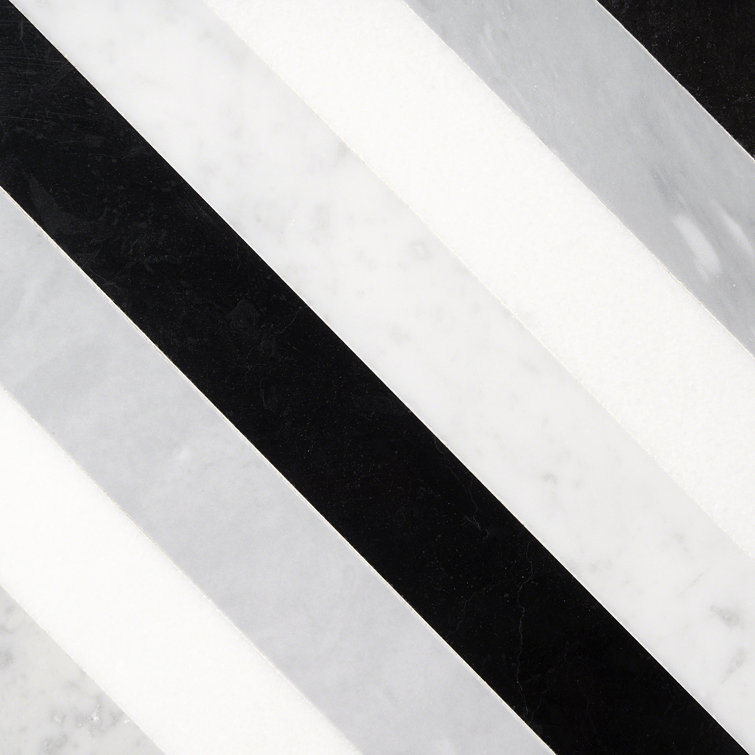 Chelsea 8" x 8" Black and Gray Marble Mosaic Tile