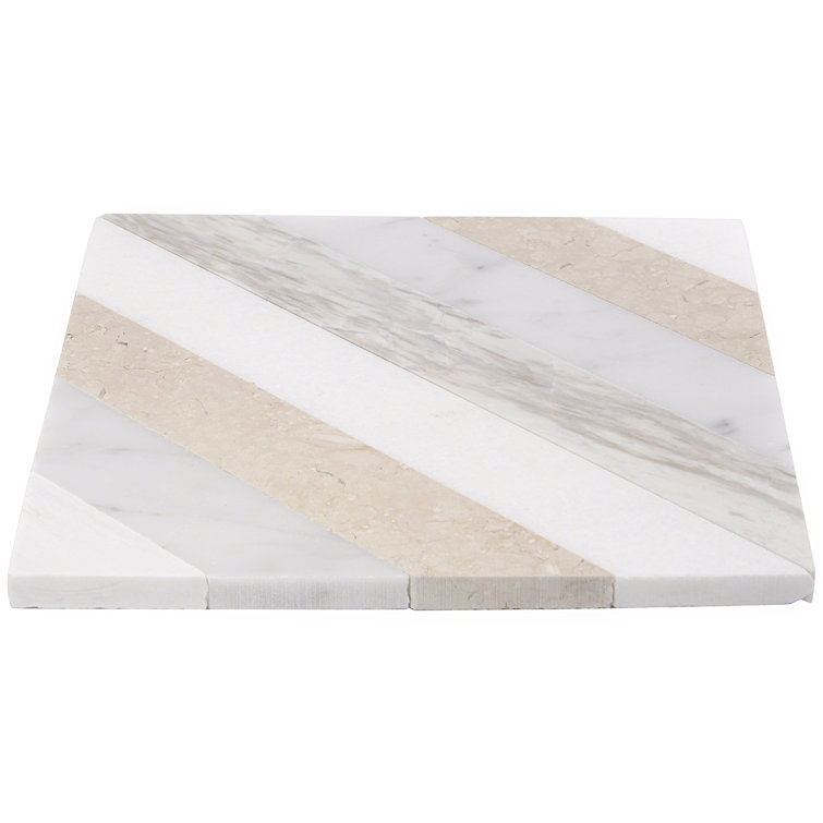 Beige and Gray 8x8 Polished Marble Mosaic Tile