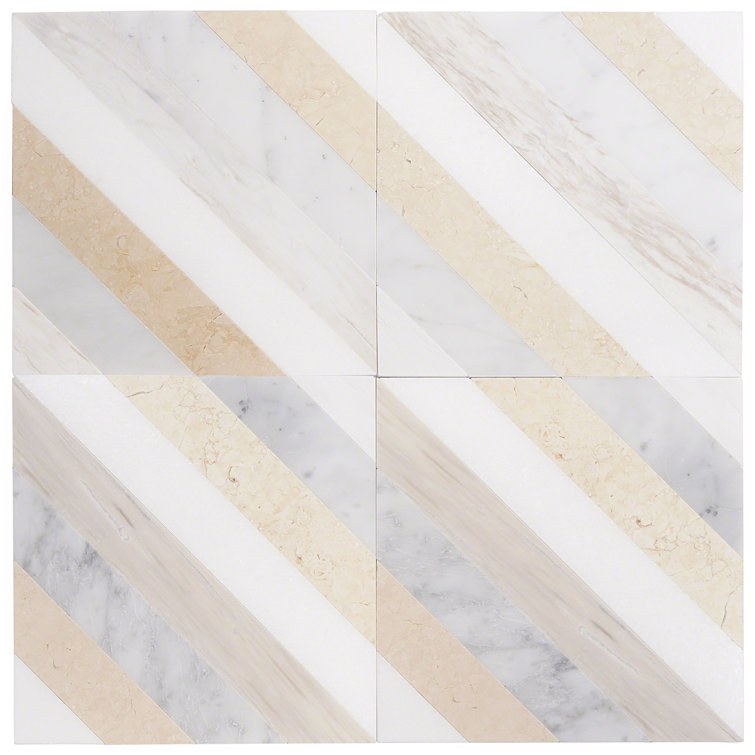 Beige and Gray 8x8 Polished Marble Mosaic Tile