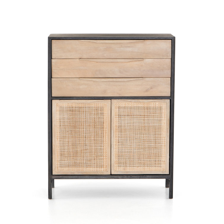 Hannah Boho-Chic Tall Dresser with Woven Cane and Mango Wood