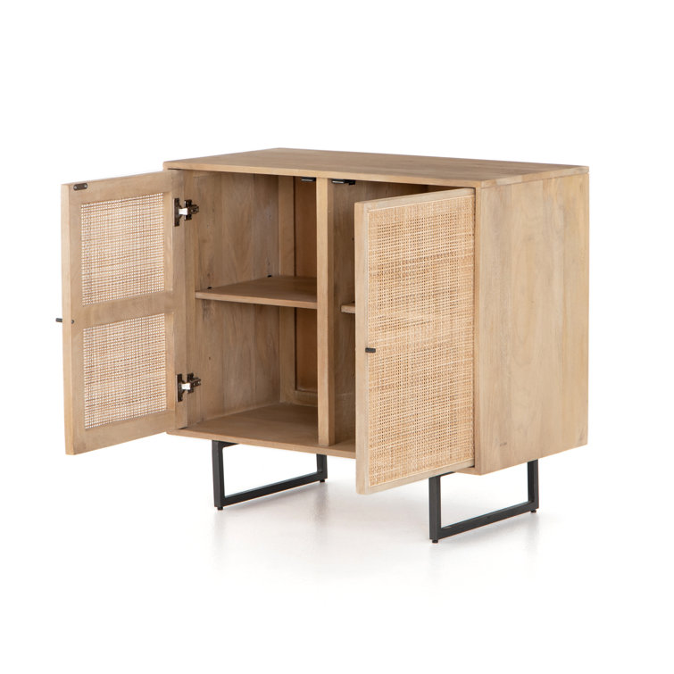 Carmel Natural Mango Wood and Iron 35" Accent Cabinet
