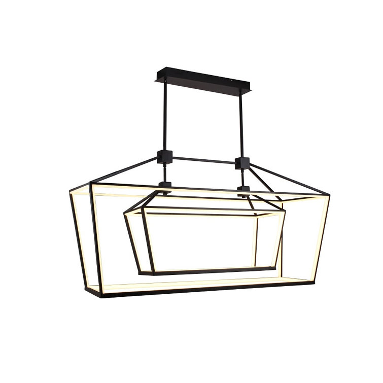 Park Ave Modern Black LED Hanging Chandelier 54"
