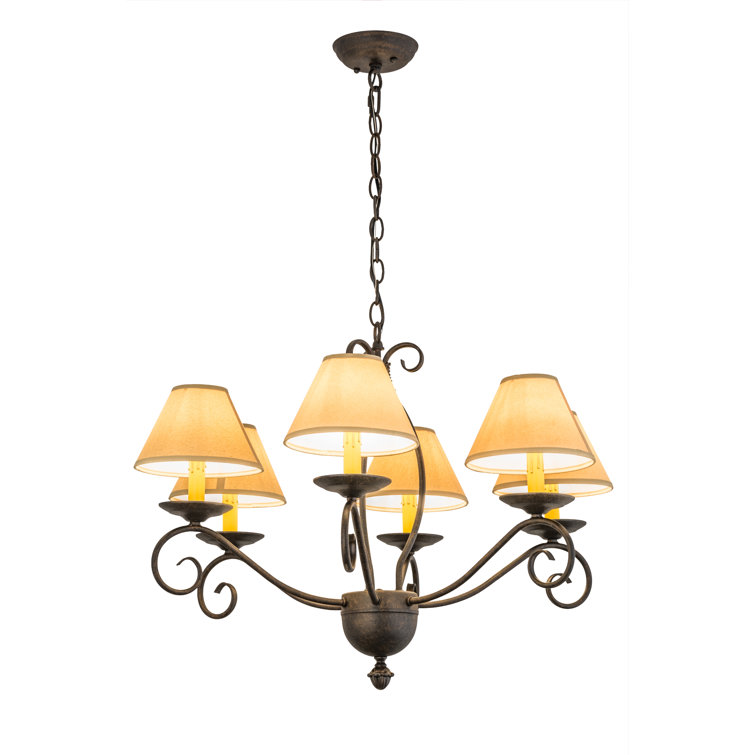 Chestnut 6-Light Chandelier with Amber Candlelights