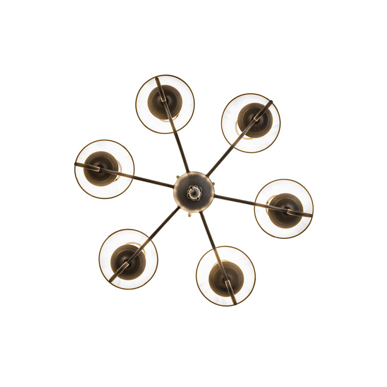 Chestnut 6-Light Chandelier with Amber Candlelights