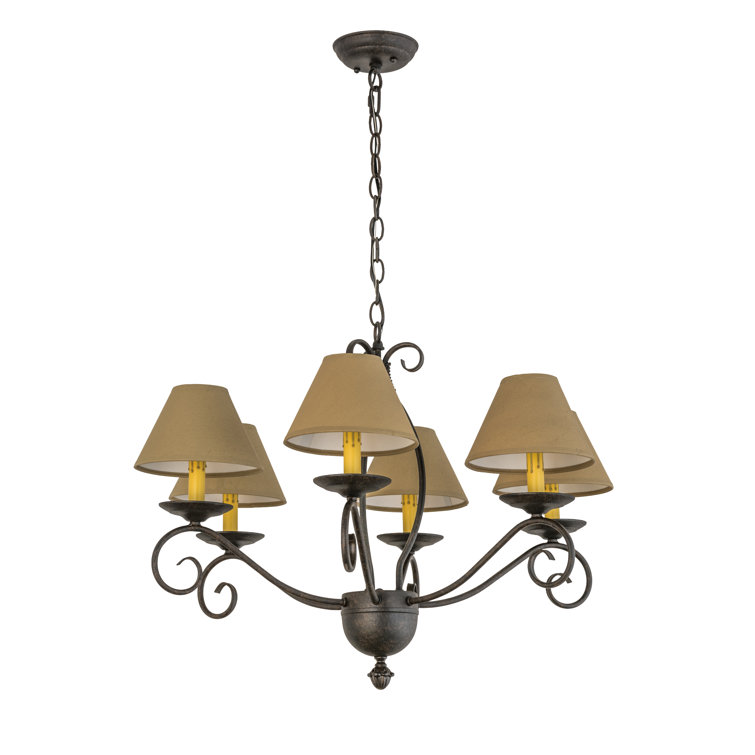 Chestnut 6-Light Chandelier with Amber Candlelights