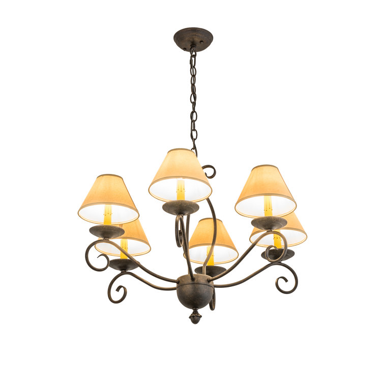 Chestnut 6-Light Chandelier with Amber Candlelights