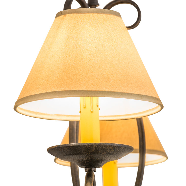 Chestnut 6-Light Chandelier with Amber Candlelights
