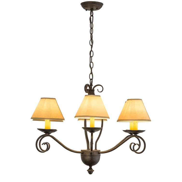 Chestnut 6-Light Chandelier with Amber Candlelights