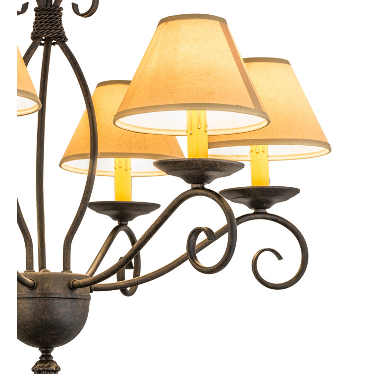 Chestnut 6-Light Chandelier with Amber Candlelights