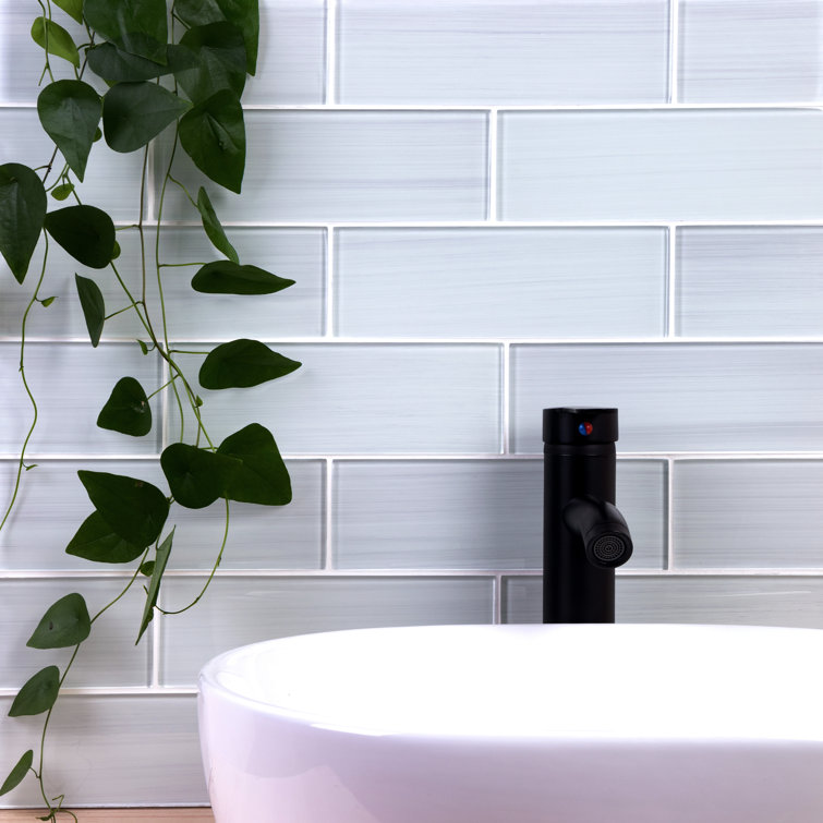 Super White Hand Painted 3" x 9" Glass Subway Tile